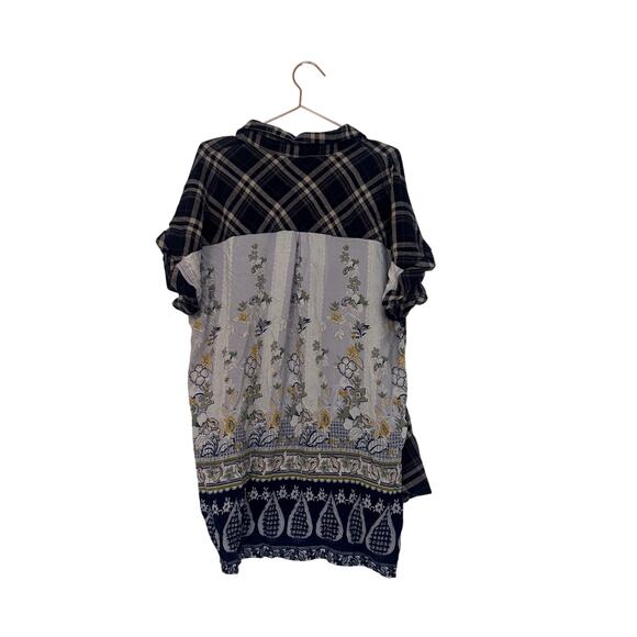 Oddy mixed media button down short sleeve shirt size 3XL - Picture 4 of 6